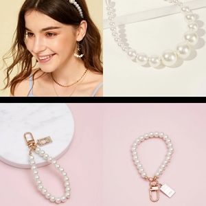 Faux Pear Headband and pearl Beaded Keychain